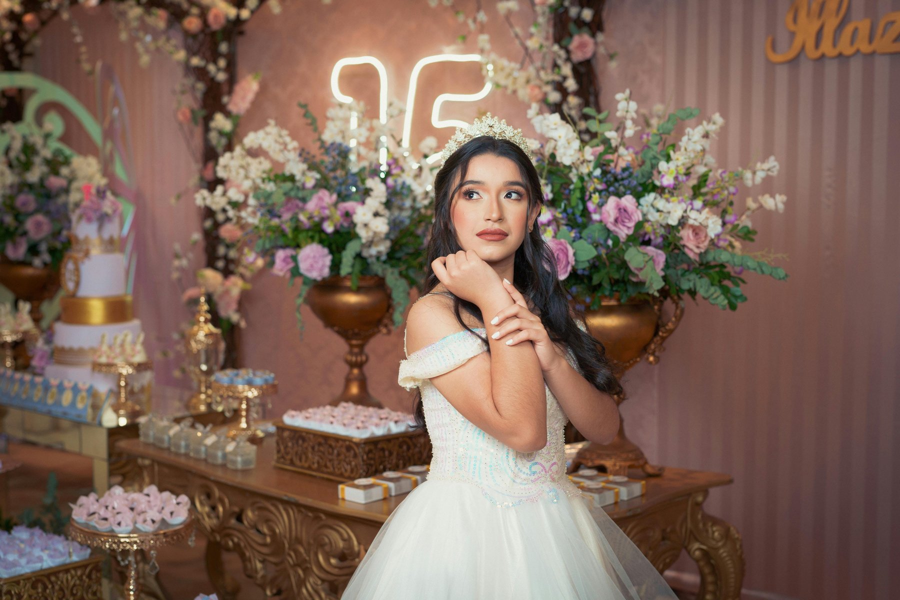 Young Girl in a Dress at Her 15th Birthday Party